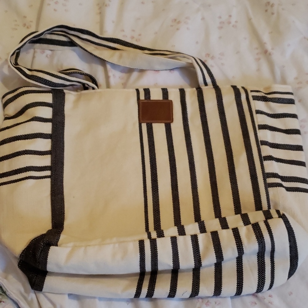 Canvas Striped day tote Sseko